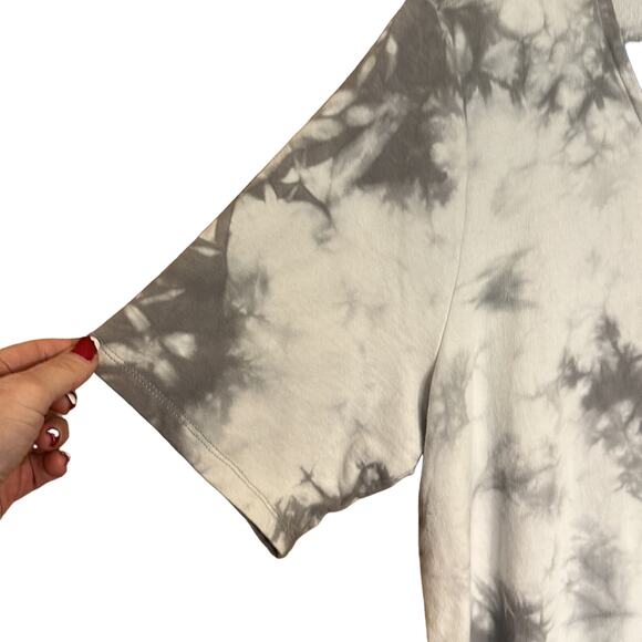 Denim & Co Gray Tie Dye Terry Short Sleeve Scoop Neck Dress Size Medium - Picture 3 of 7